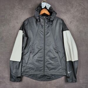 Nike Running Division Flash Jacket Womens XS Black Reflective Lightweight Vented